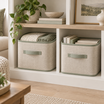 Mirevado Stackable Linen Storage Cubes Set of 2 home setting