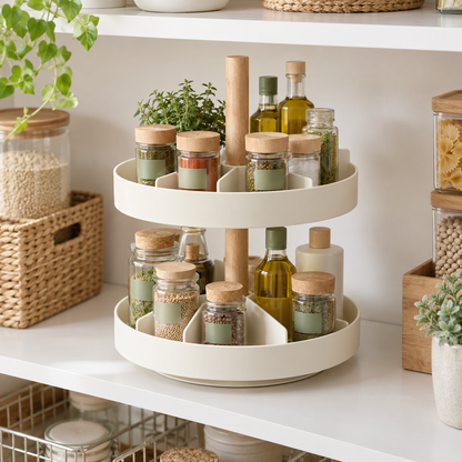 Mirevado Two-Tier Rotating Pantry Organizer home setting