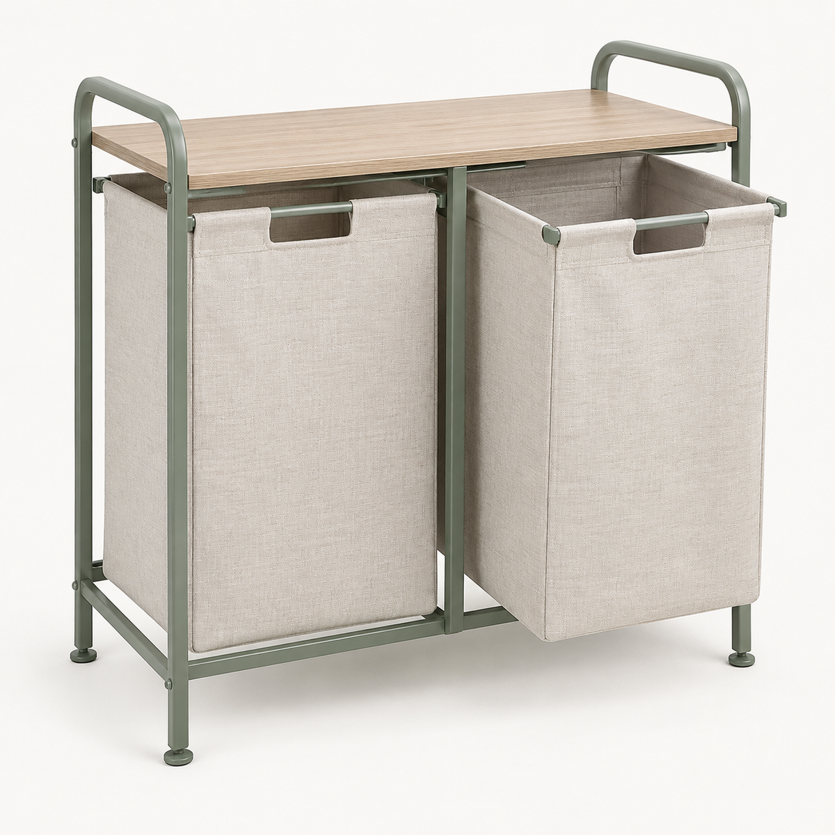 Mirevado Double Laundry Sorter with Oak Shelf construction detail